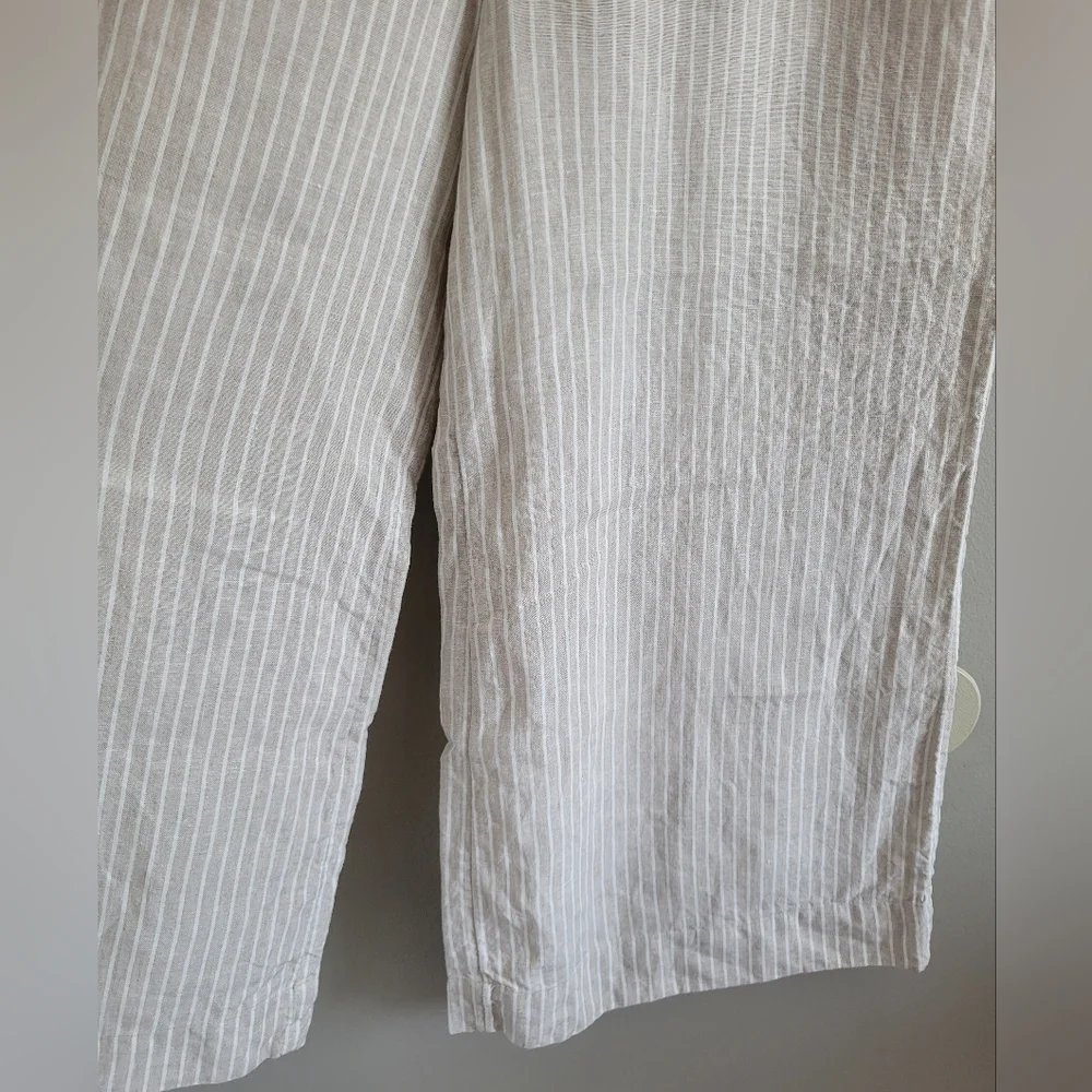 Chico's Women 100% Linen Wide-Leg Culotte Pants High Rise Oatmeal $109 12/Large - Picture 6 of 16
